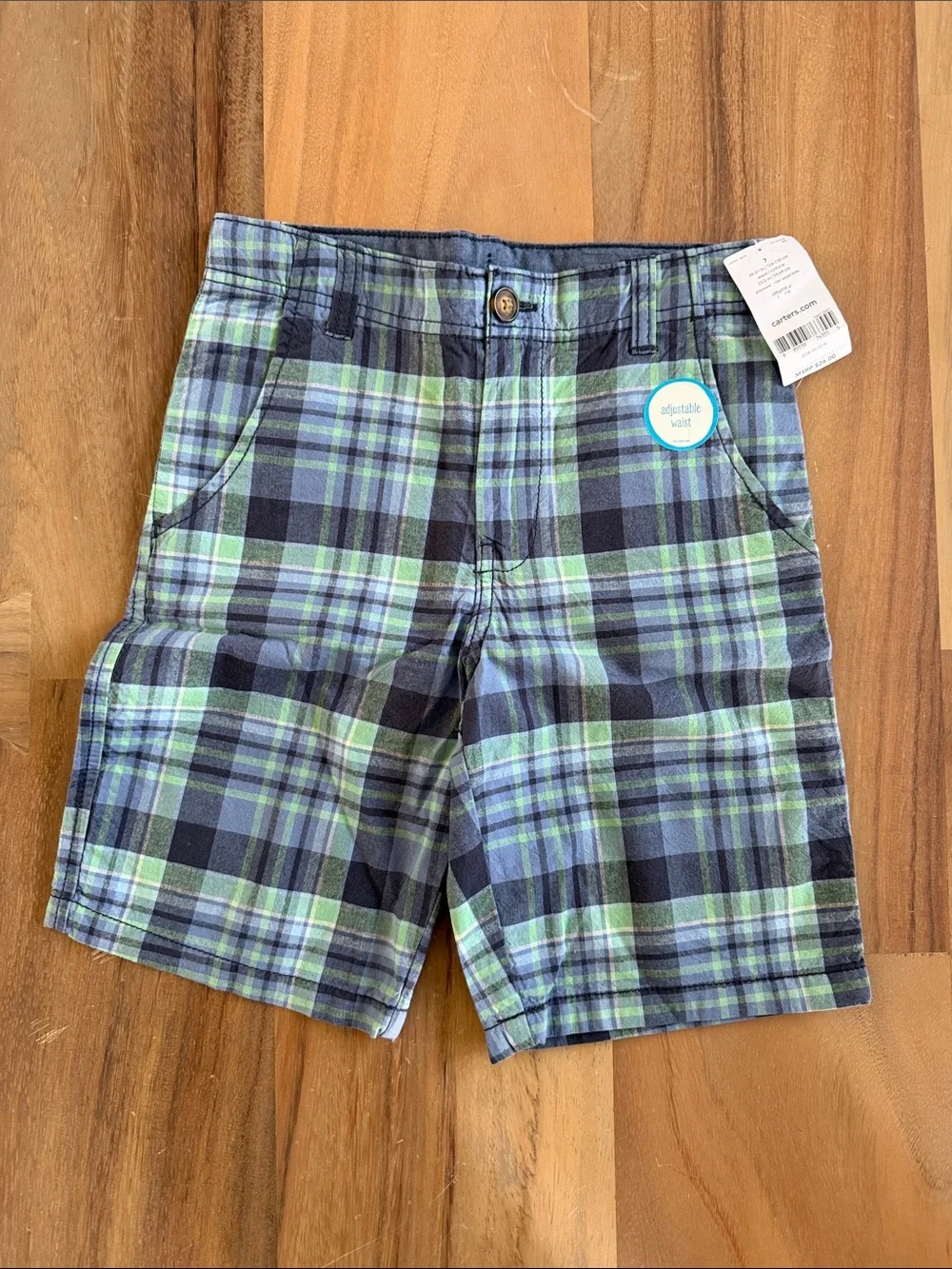 Carter's Green & Blue Plaid Boys Shorts